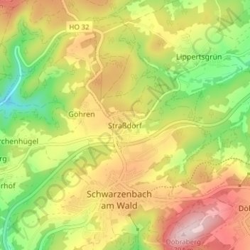 Mappa topografica Straßdorf, altitudine, rilievo