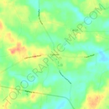 Mappa topografica Cadeville, altitudine, rilievo