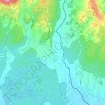 Mappa topografica Pölten, altitudine, rilievo