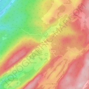Mappa topografica Haut-Crêt, altitudine, rilievo