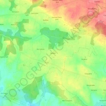 Mappa topografica Kerbail, altitudine, rilievo