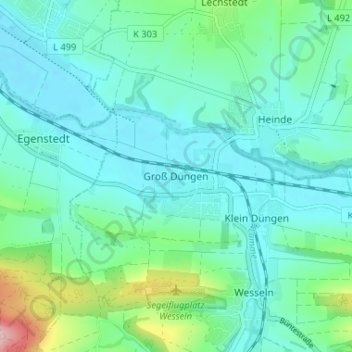 Mappa topografica Groß Düngen, altitudine, rilievo