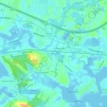 Mappa topografica Onset Station, altitudine, rilievo