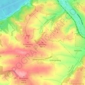 Mappa topografica Kühberg, altitudine, rilievo