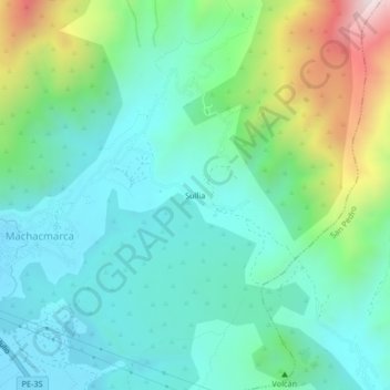 Mappa topografica Sullia, altitudine, rilievo