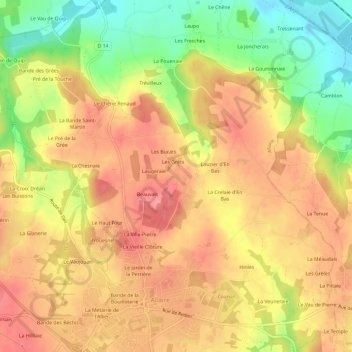 Mappa topografica Lyonnais, altitudine, rilievo