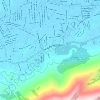 Mappa topografica Serra do Mendanha, altitudine, rilievo