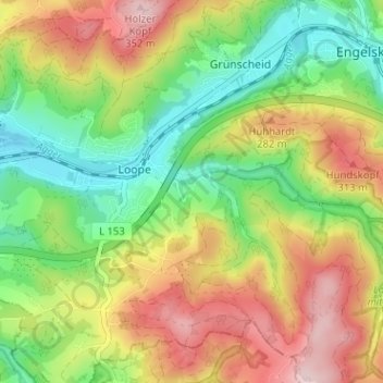 Mappa topografica Unterbüchel, altitudine, rilievo