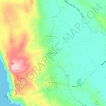 Mappa topografica Marmaro, altitudine, rilievo