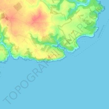 Mappa topografica Cala Figuera, altitudine, rilievo