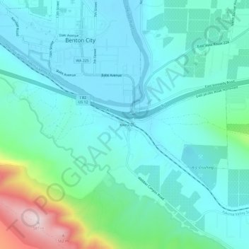 Mappa topografica Kiona, altitudine, rilievo