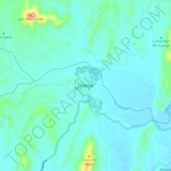 Mappa topografica Ortega, altitudine, rilievo