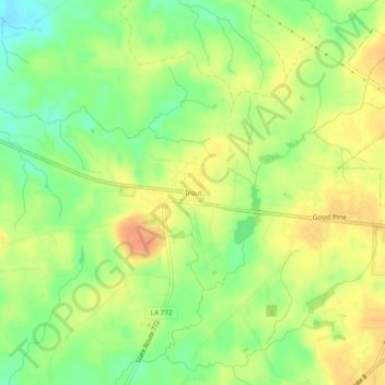 Mappa topografica Trout, altitudine, rilievo