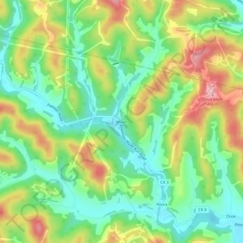 Mappa topografica Wyatt, altitudine, rilievo