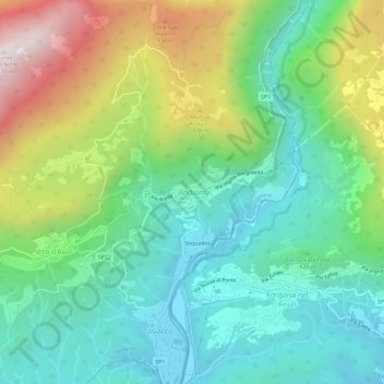 Mappa topografica Anduins, altitudine, rilievo
