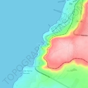 Mappa topografica Puerto Ingles, altitudine, rilievo