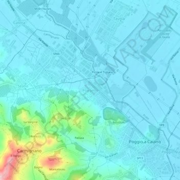 Mappa topografica Poggetto, altitudine, rilievo