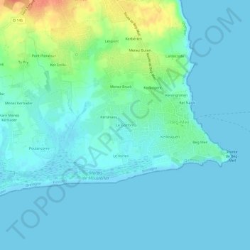 Mappa topografica Le Gozforn, altitudine, rilievo