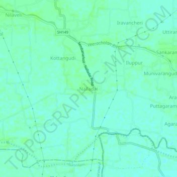 Mappa topografica Nalladai, altitudine, rilievo