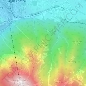 Mappa topografica Dötzenkopf, altitudine, rilievo