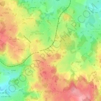 Mappa topografica Batacourat, altitudine, rilievo