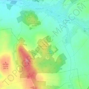 Mappa topografica Heidelberg, altitudine, rilievo