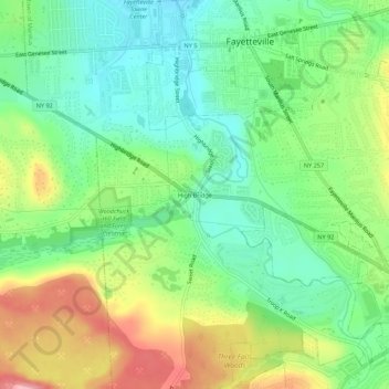 Mappa topografica High Bridge, altitudine, rilievo