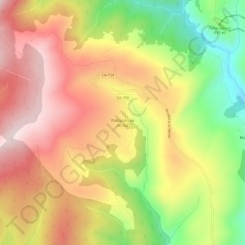 Mappa topografica Población de Arriba, altitudine, rilievo