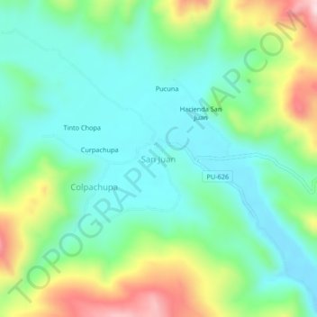 Mappa topografica San Juan, altitudine, rilievo