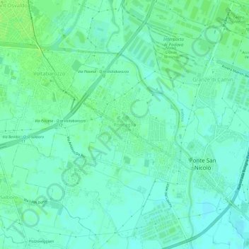 Mappa topografica Roncaglia, altitudine, rilievo