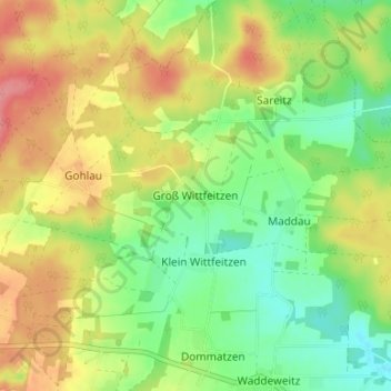Mappa topografica Groß Wittfeitzen, altitudine, rilievo
