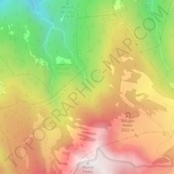 Mappa topografica Valle Della Pettorina, altitudine, rilievo