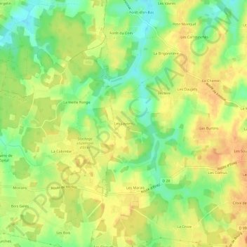 Mappa topografica Les Loyons, altitudine, rilievo