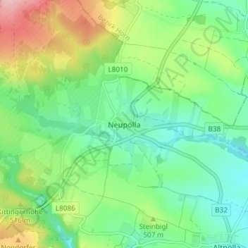 Mappa topografica Neupölla, altitudine, rilievo