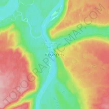 Mappa topografica Nelson Forks, altitudine, rilievo
