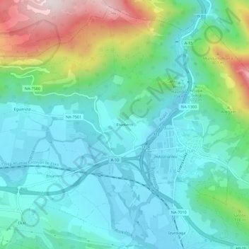 Mappa topografica Etxeberri, altitudine, rilievo