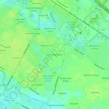 Mappa topografica South Highlands, altitudine, rilievo