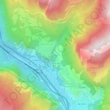 Mappa topografica Le Praz, altitudine, rilievo