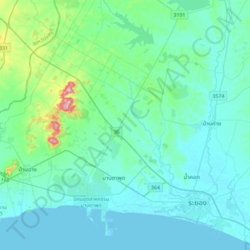 Mappa topografica Map Kha Phatthana, altitudine, rilievo