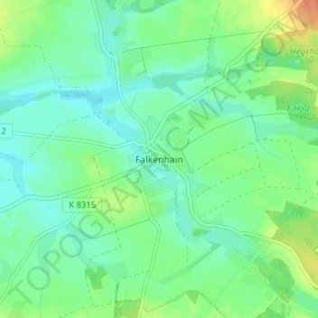 Mappa topografica Falkenhain, altitudine, rilievo