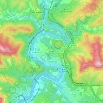Mappa topografica el Vilar, altitudine, rilievo