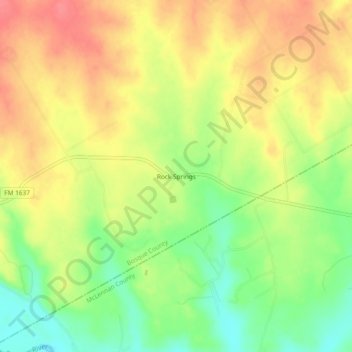 Mappa topografica Rock Springs, altitudine, rilievo
