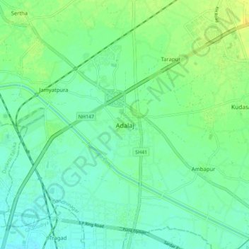 Mappa topografica Adalaj, altitudine, rilievo
