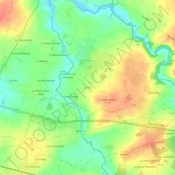 Mappa topografica Le Pas, altitudine, rilievo