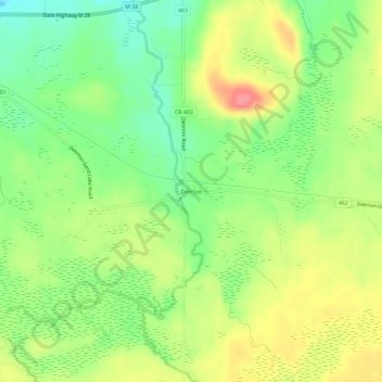 Mappa topografica Deerton, altitudine, rilievo