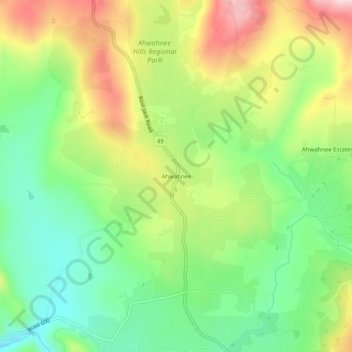 Mappa topografica Ahwahnee, altitudine, rilievo