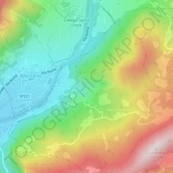 Mappa topografica Val de Castel, altitudine, rilievo