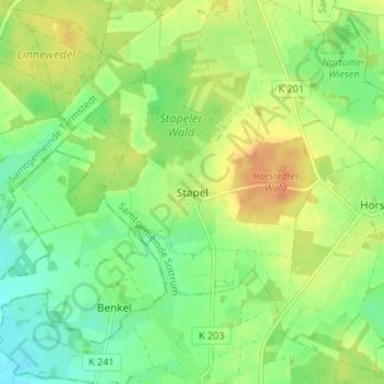 Mappa topografica Stapel, altitudine, rilievo