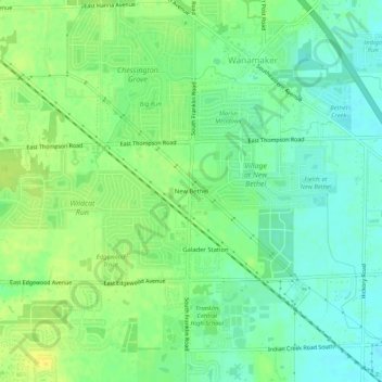 Mappa topografica New Bethel, altitudine, rilievo