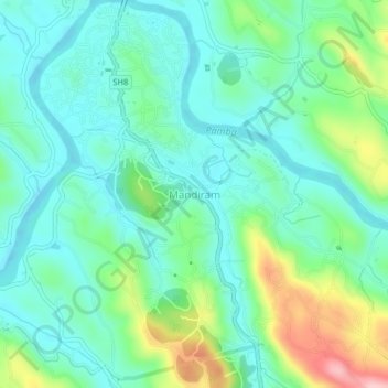 Mappa topografica Mandiram, altitudine, rilievo